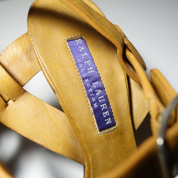 Ralph Lauren Purple Label Brown Ankle Strap High Heels Made In Italy, Sz 6.5B - Picture 2 of 10